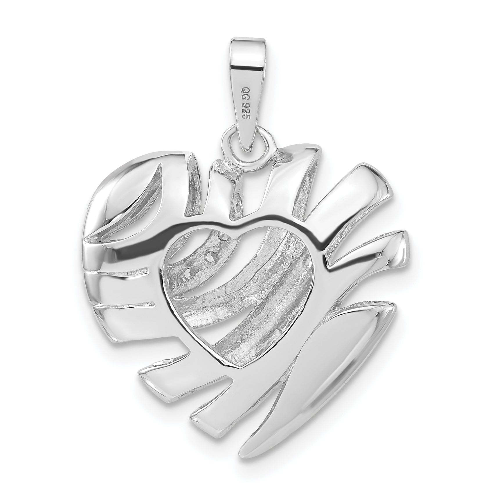 Sterling Silver CZ Heart Pendant