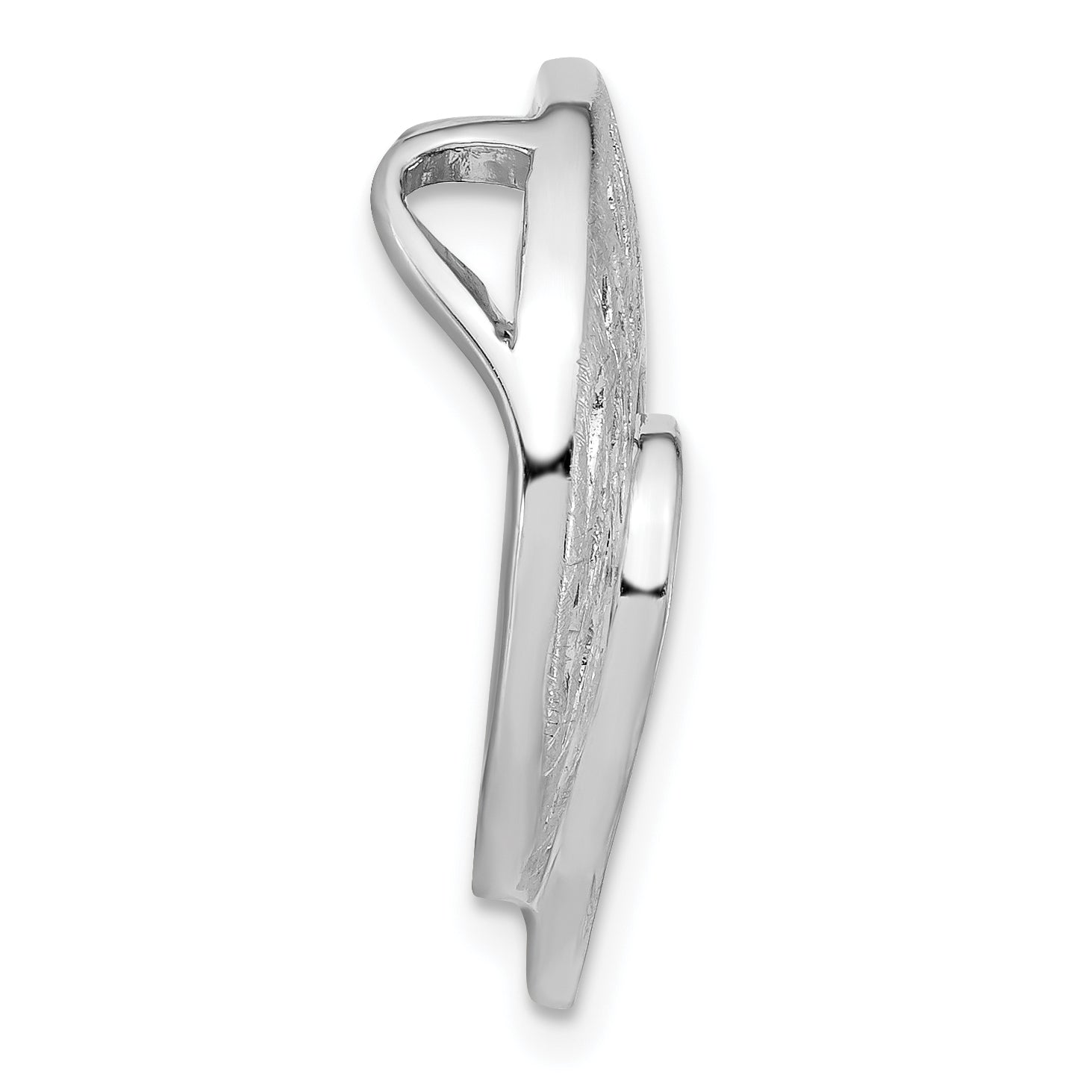 Sterling Silver Polished And Brushed Disc With CZ Heart Slide