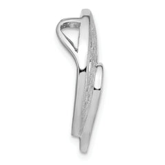 Sterling Silver Polished And Brushed Disc With CZ Heart Slide