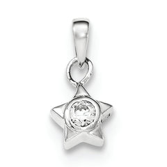 Sterling Silver Rhodium-plated w/CZ Star Pendant