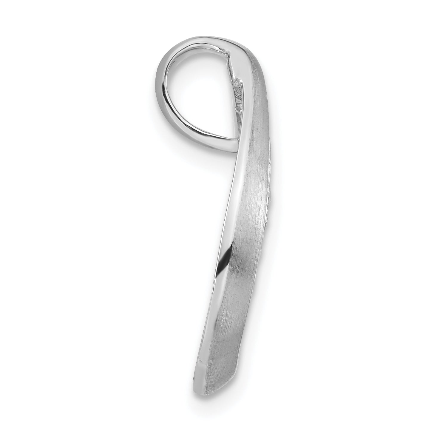 Sterling Silver Brushed CZ Chain Slide Pendant Secondary image