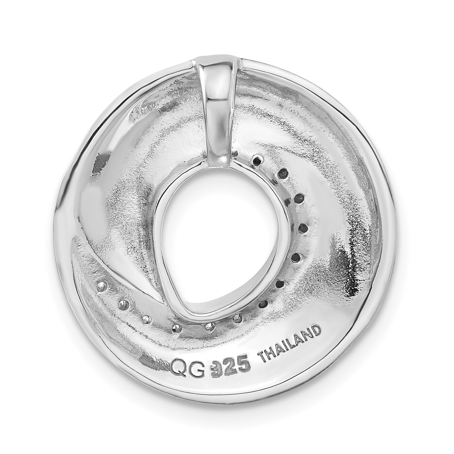 Sterling Silver Brushed CZ Slide Pendant