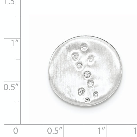 Sterling Silver Satin CZ Disc Slide Pendant