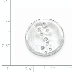 Sterling Silver Satin CZ Disc Slide Pendant