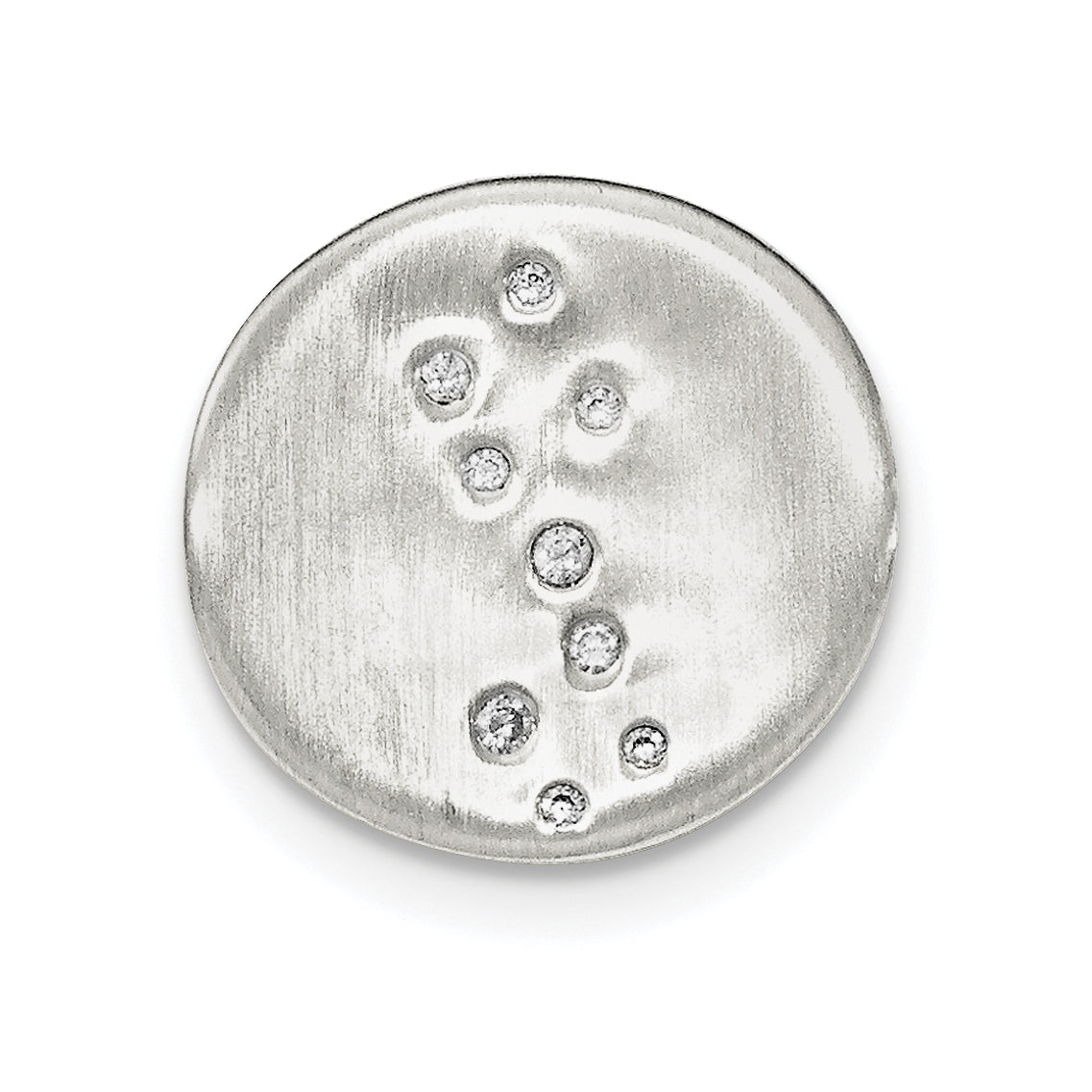 Sterling Silver Satin CZ Disc Slide Pendant