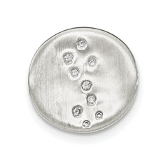 Sterling Silver Satin CZ Disc Slide Pendant