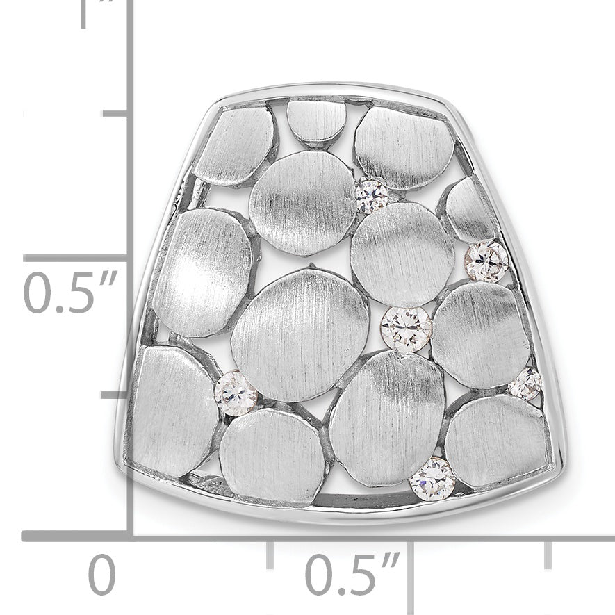 Sterling Silver Brushed And Polished CZ Slide