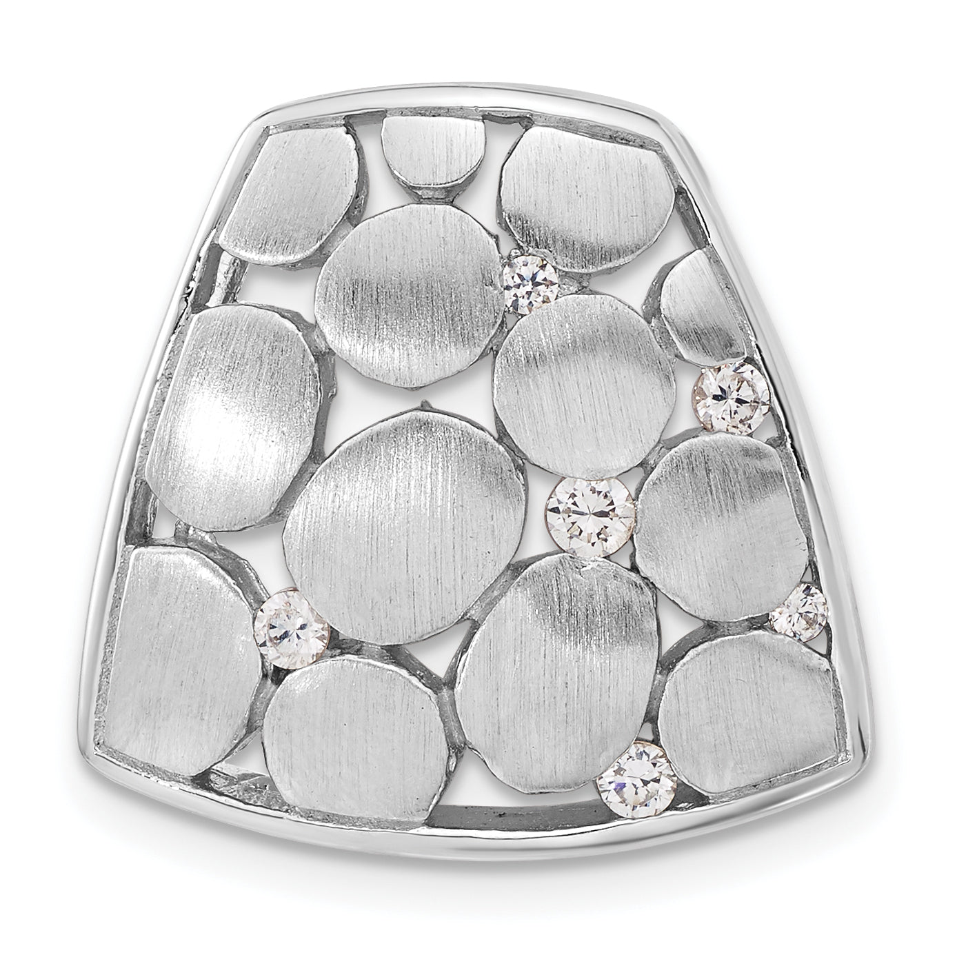 Sterling Silver Satin & Polished CZ Slide Main image