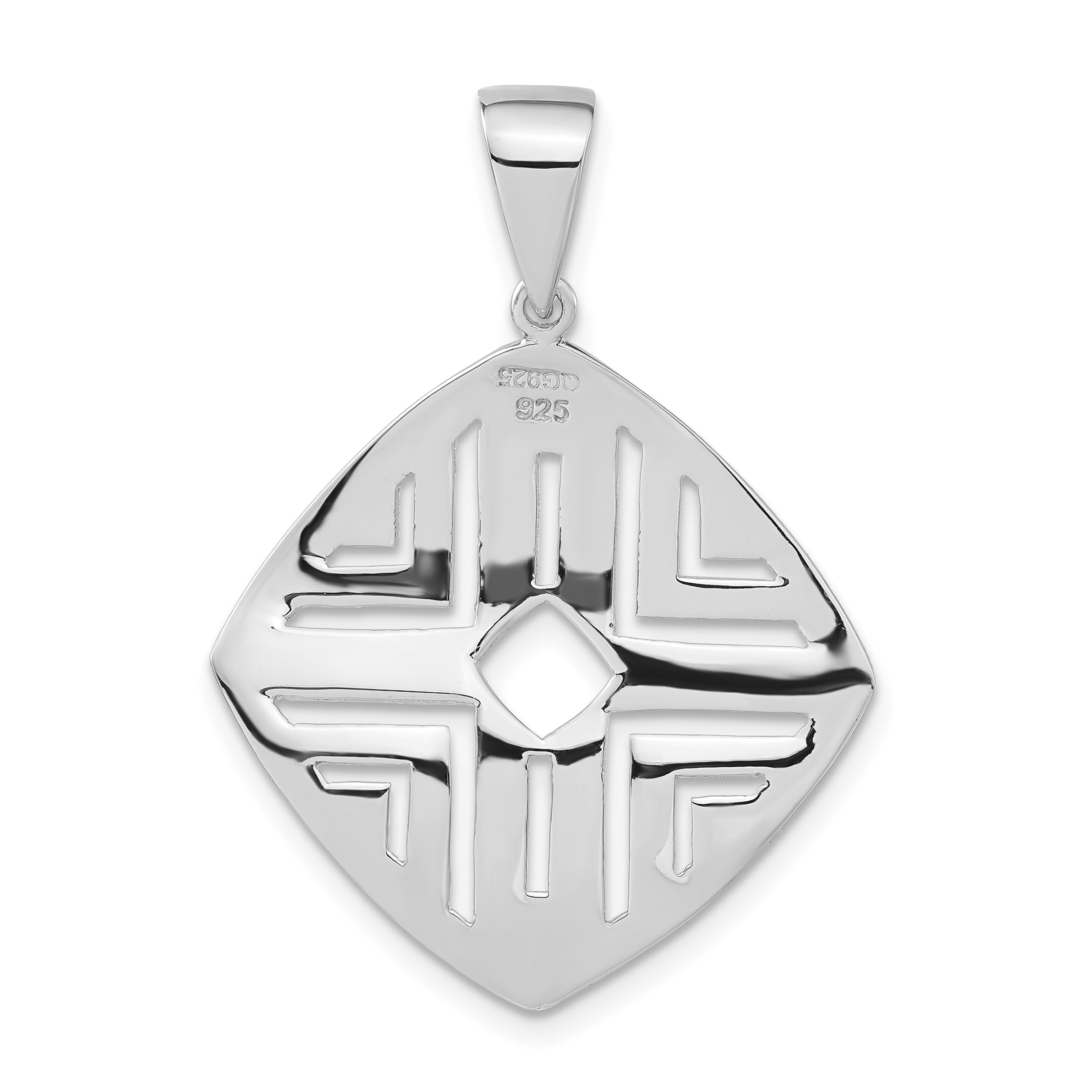 Sterling Silver Rhod-pltd Sand Matte Square Cutout Pendant