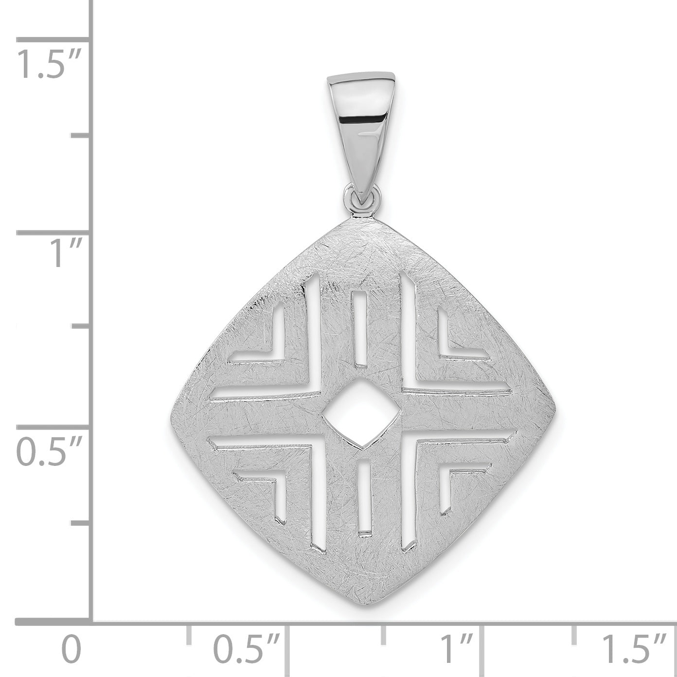 Sterling Silver Rhod-pltd Sand Matte Square Cutout Pendant
