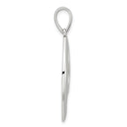 Sterling Silver Rhod-pltd Polished/Sand Matte Leaf Pendant