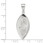 Sterling Silver Rhod-pltd Polished/Sand Matte Leaf Pendant