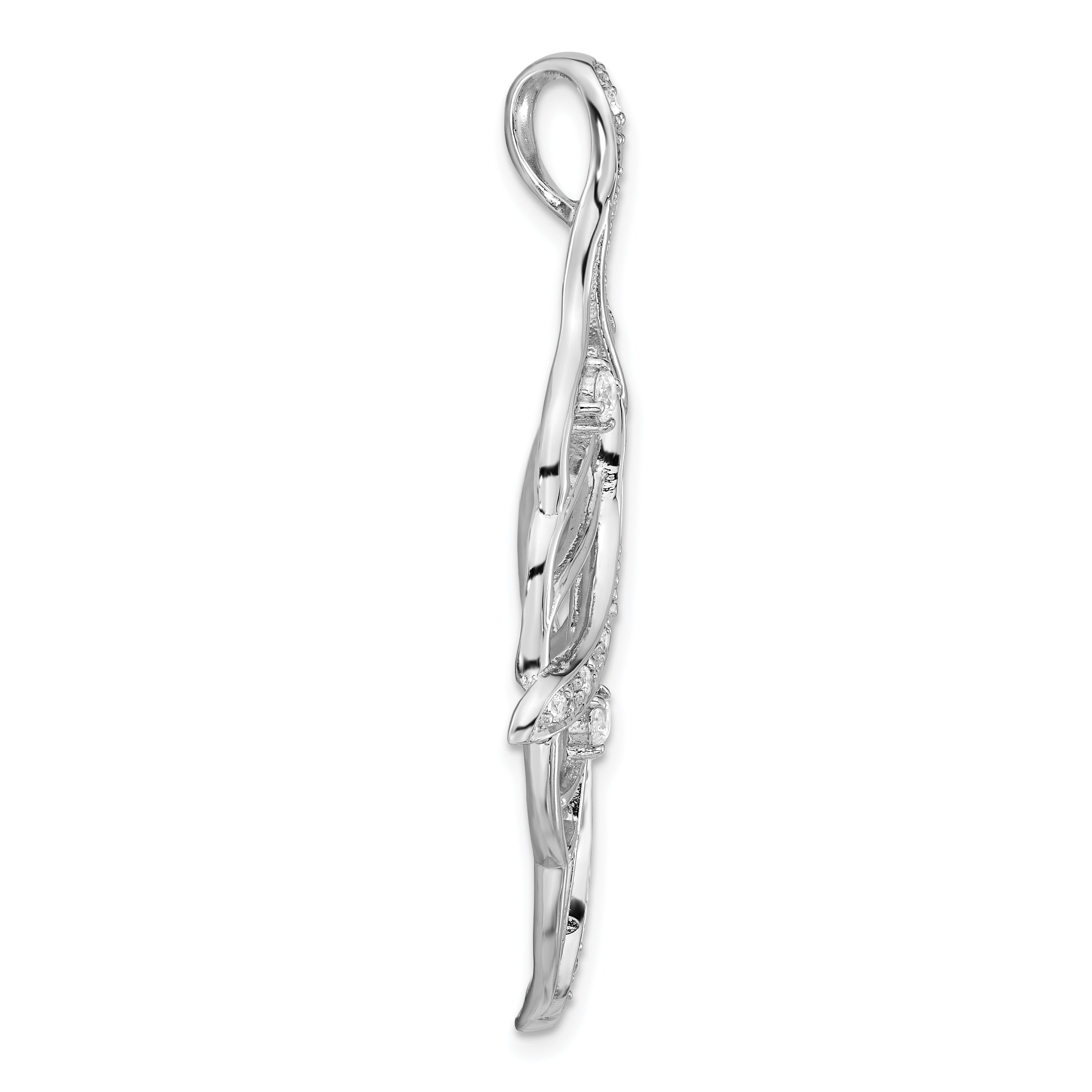 Sterling Silver Polished CZ Slide Secondary image