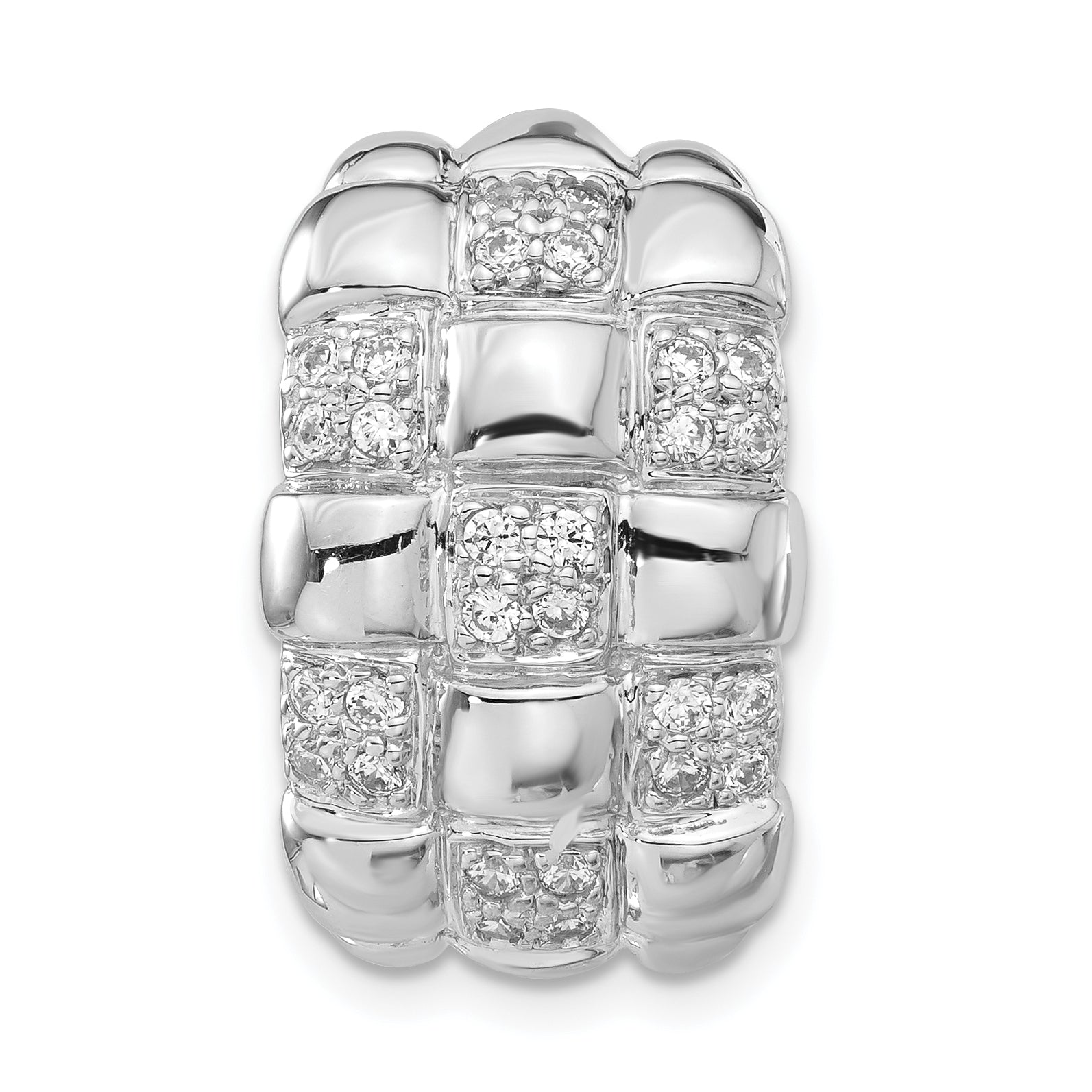 Sterling Silver Polished Woven CZ Slide Pendant Main image