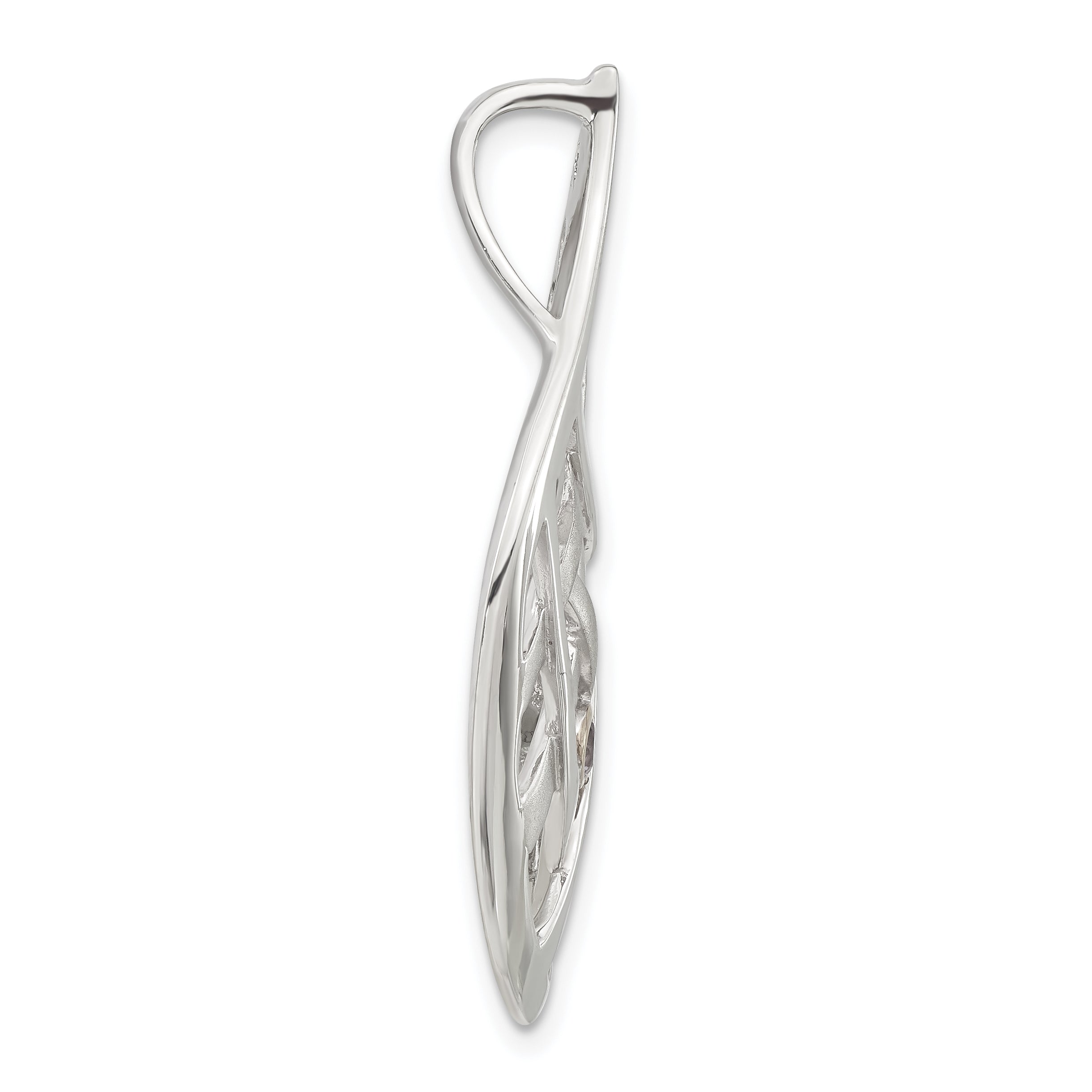 Sterling Silver w/9k Gold Accent AM Teardrop Criss Cross Slide Pendant