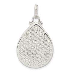 Sterling Silver Polished CZ & Crystal Flower Pendant