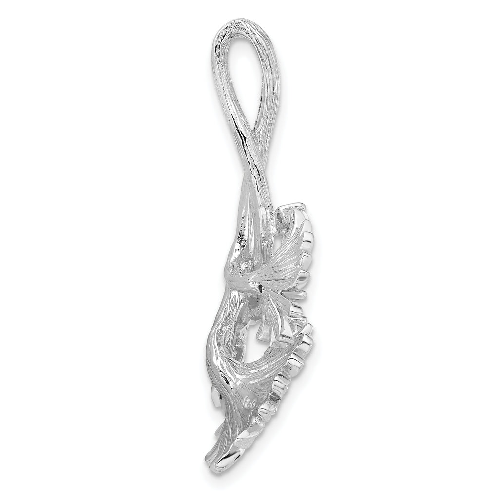 Sterling Silver Polished And Satin CZ Flowers Slide
