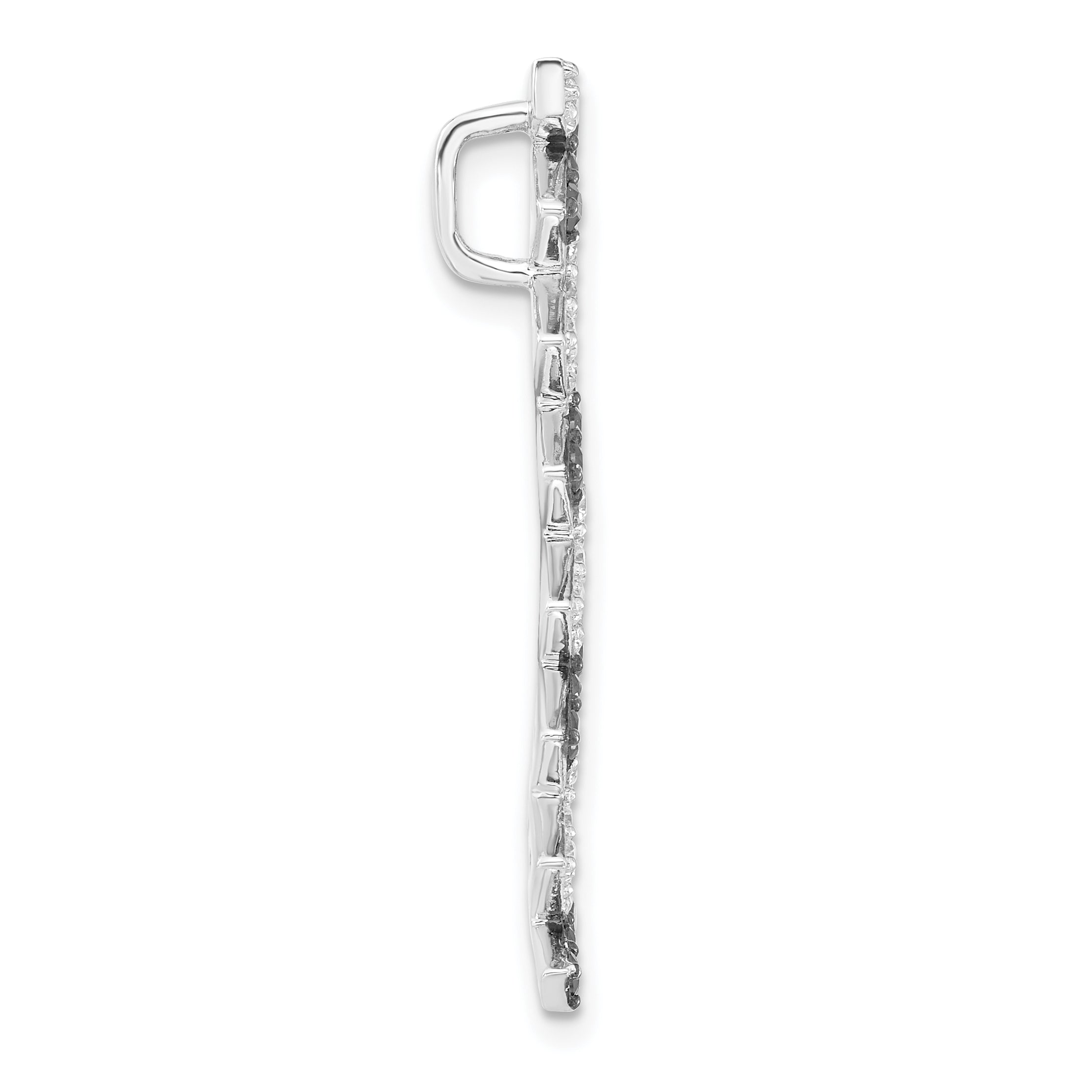 Sterling Silver Black & White CZ Chain Slide Secondary image