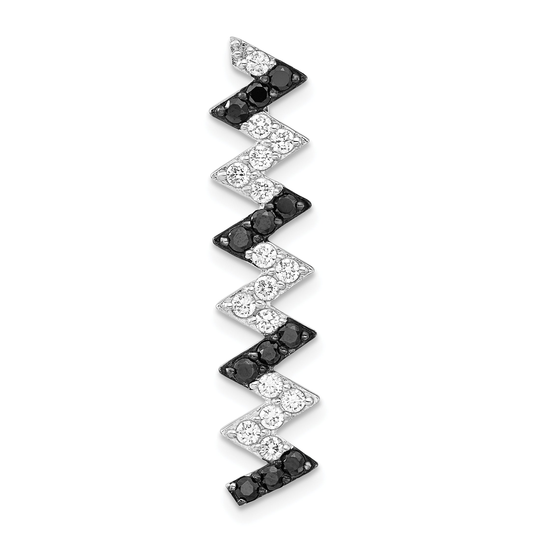 Sterling Silver Black & White CZ Chain Slide Main image