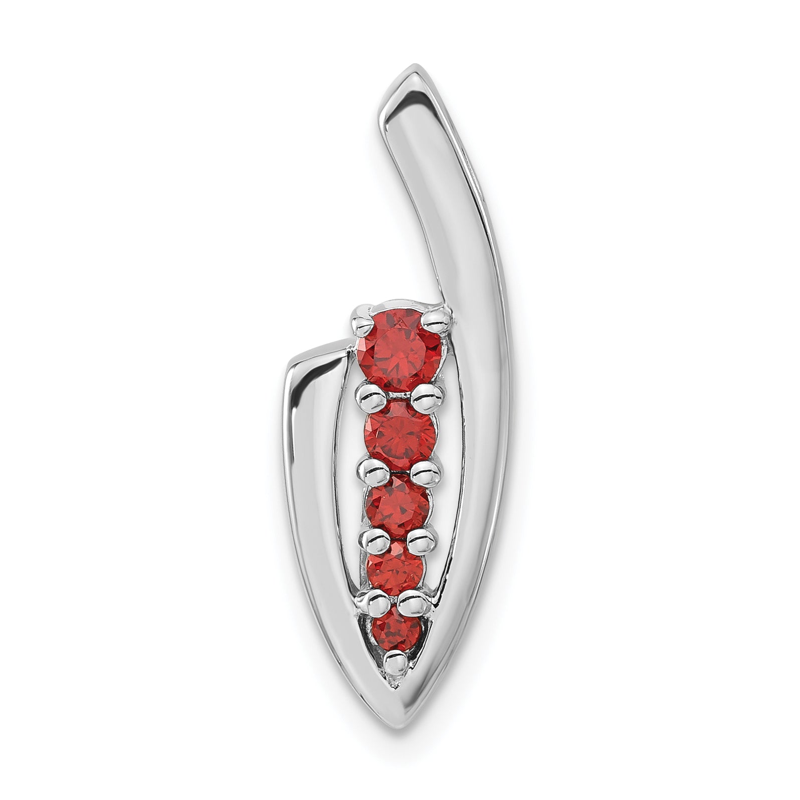 Sterling Silver Polished Fancy Red CZ Slide Pendant Main image