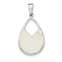 Sterling Silver Polished Teardrop Mother Of Pearl Pendant