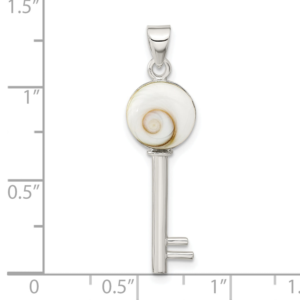 Sterling Silver Polished Shiva Eye Key Pendant