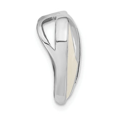 Sterling Silver Blk Rhod & Enamel White/Blk CZ Heart Chain Slide Pendant