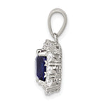 Sterling Silver CZ and Blue Glass Pendant
