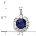 Sterling Silver CZ and Blue Glass Pendant