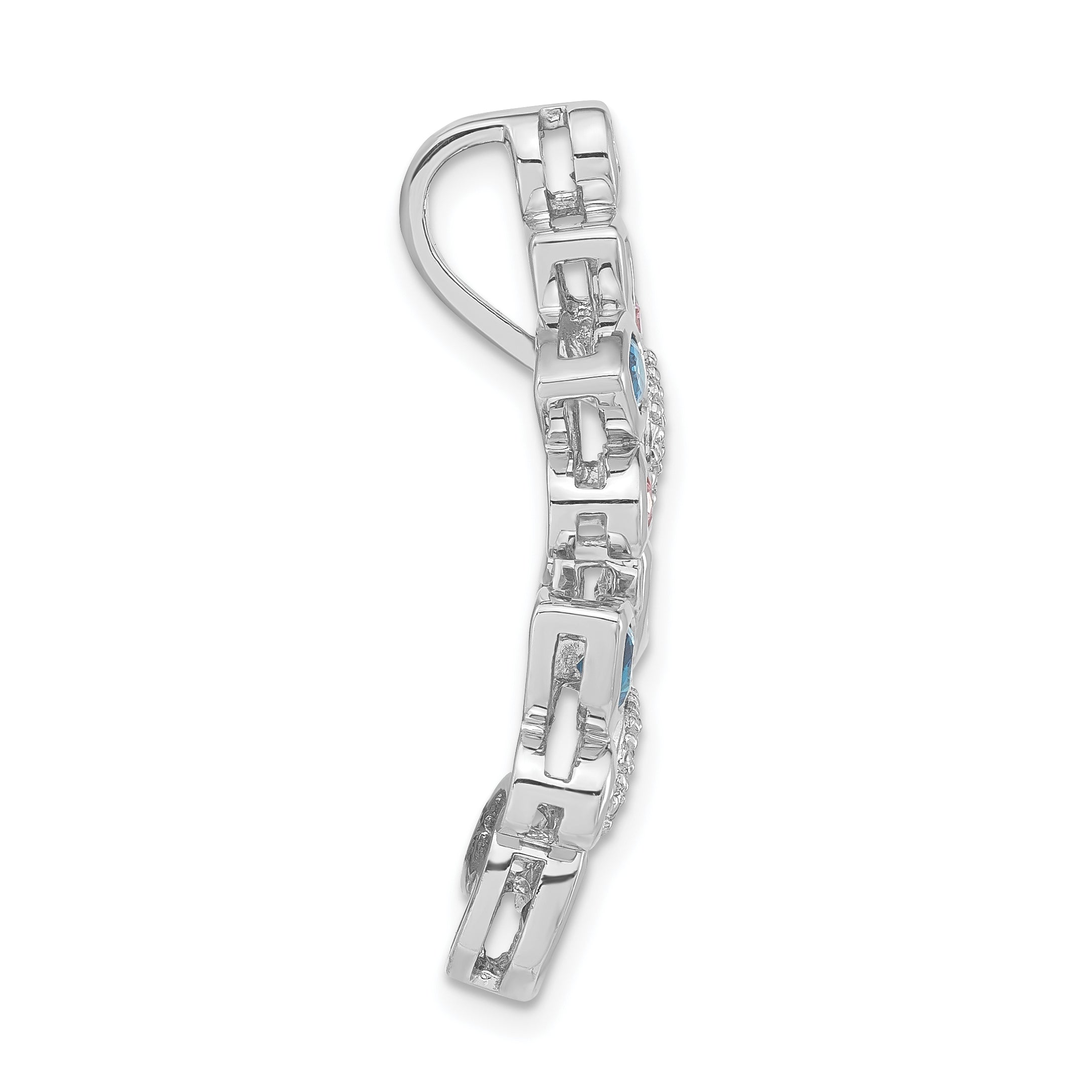 Sterling Silver Pink & Blue CZ Slide Pendant