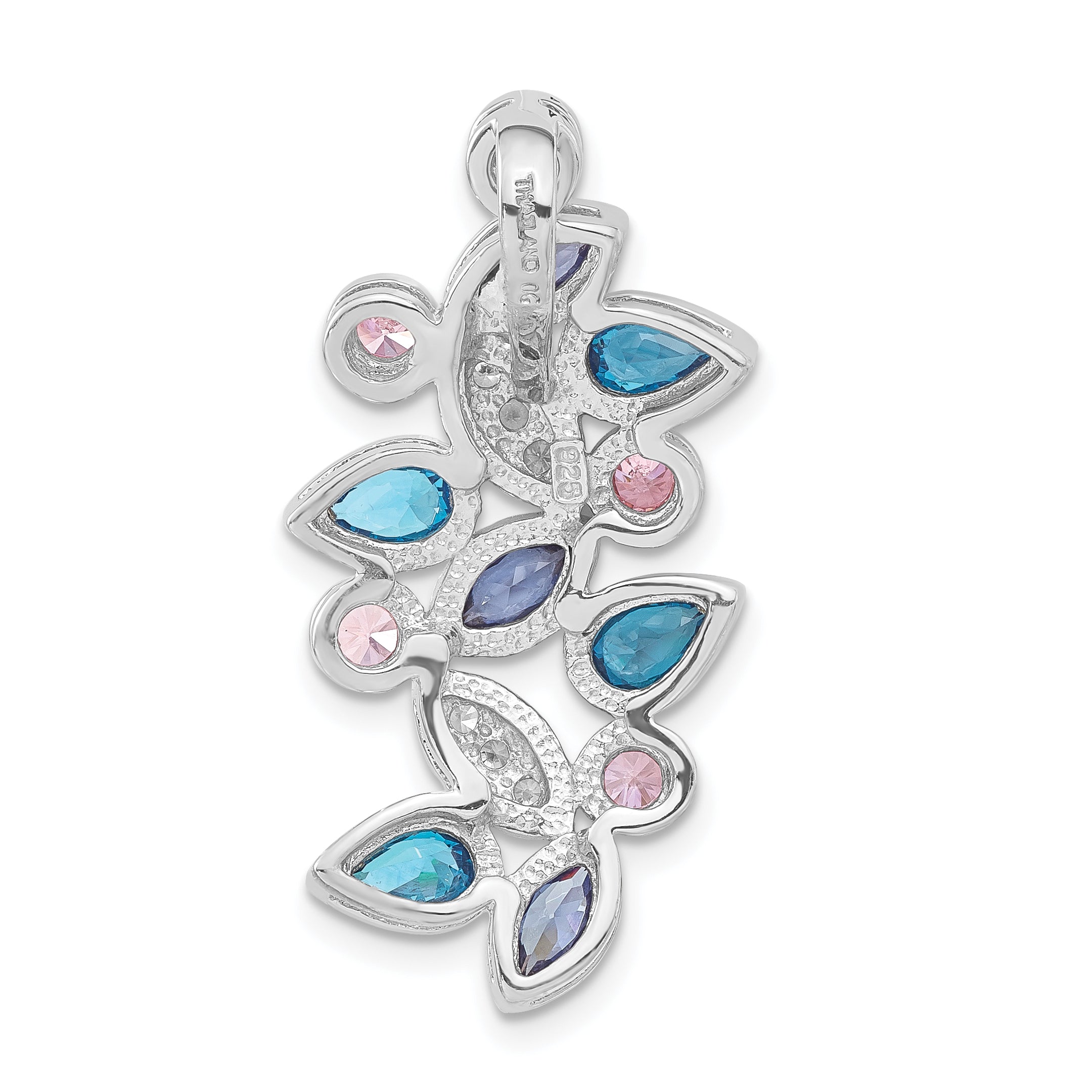 Sterling Silver Pink & Blue CZ Slide Pendant