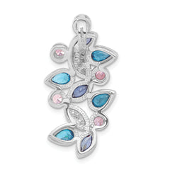 Sterling Silver Pink & Blue CZ Slide Pendant