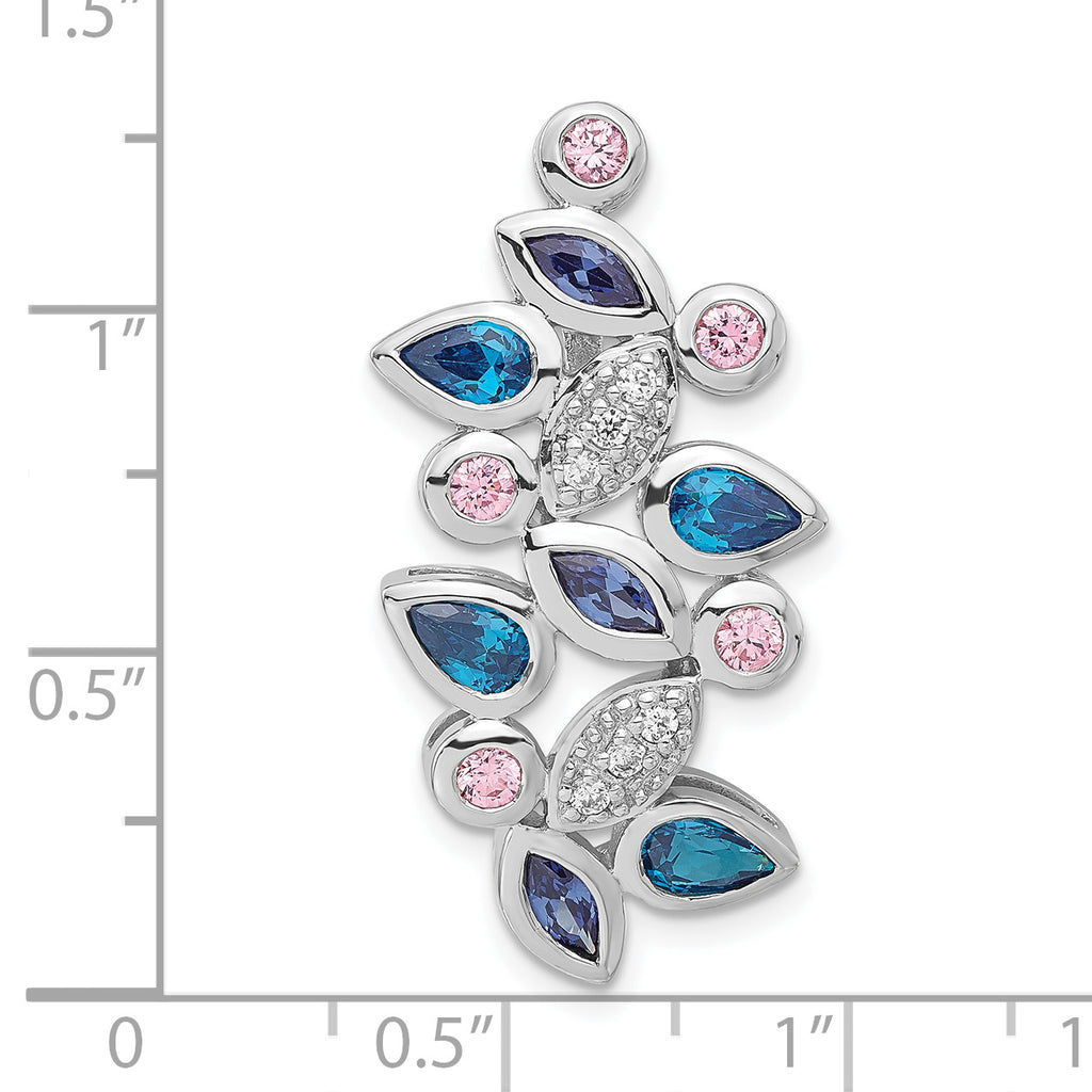 Sterling Silver Pink & Blue CZ Slide Pendant
