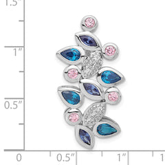 Sterling Silver Pink & Blue CZ Slide Pendant