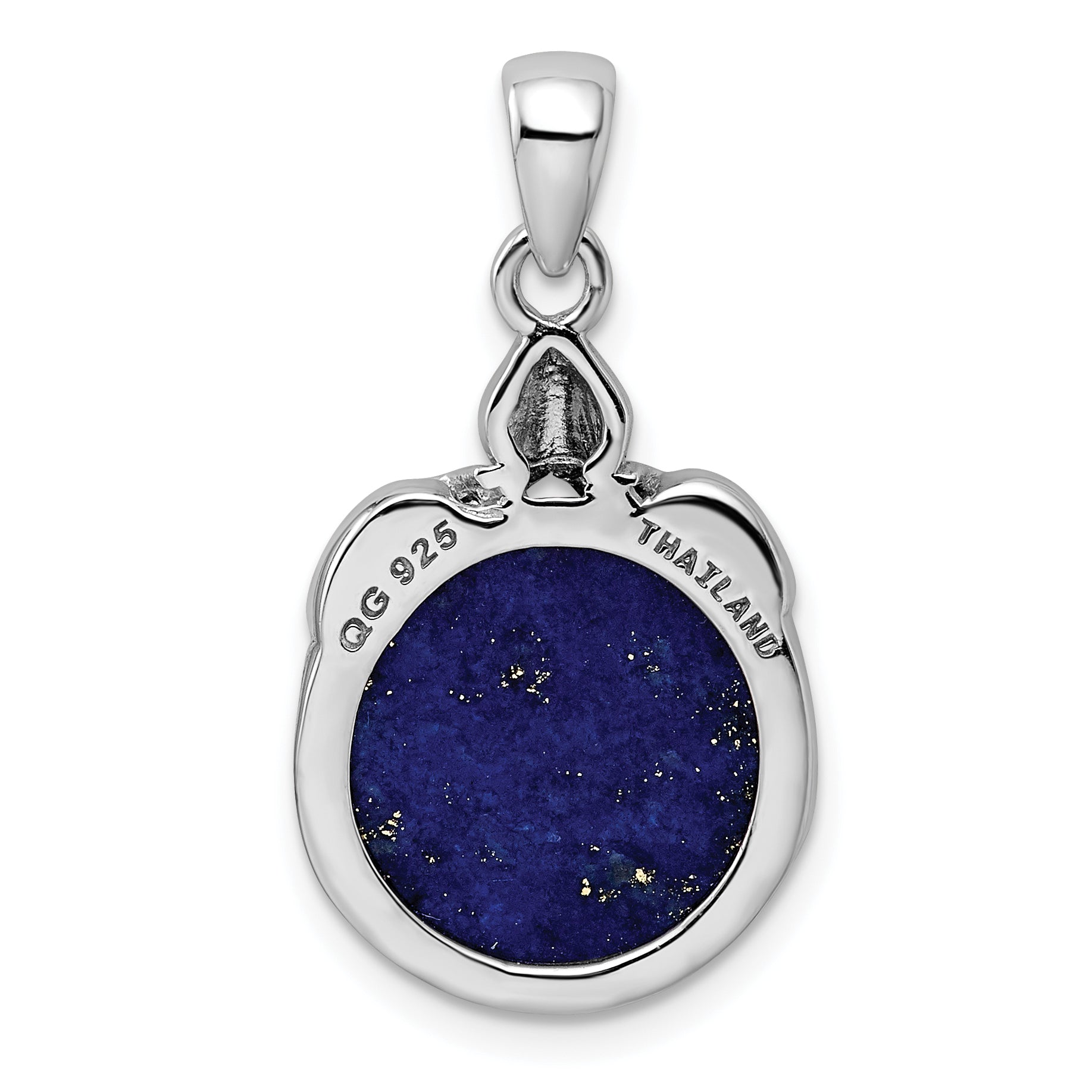 Sterling Silver Rhodium-plated w/Lapis Lazuli Pendant
