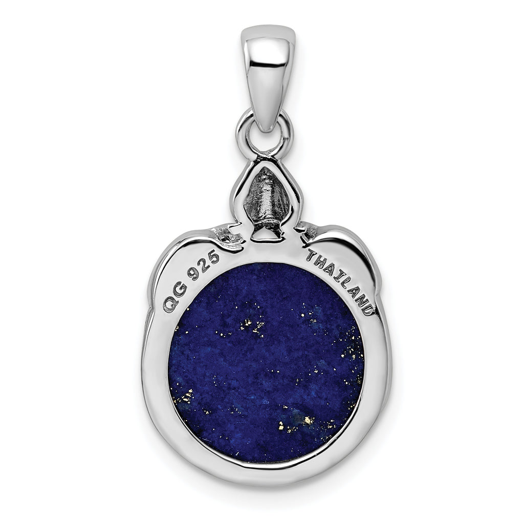 Sterling Silver Rhodium-plated w/Lapis Lazuli Pendant