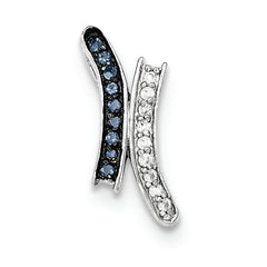 Sterling Silver Polished CZ & Blue Glass Stone Pendant