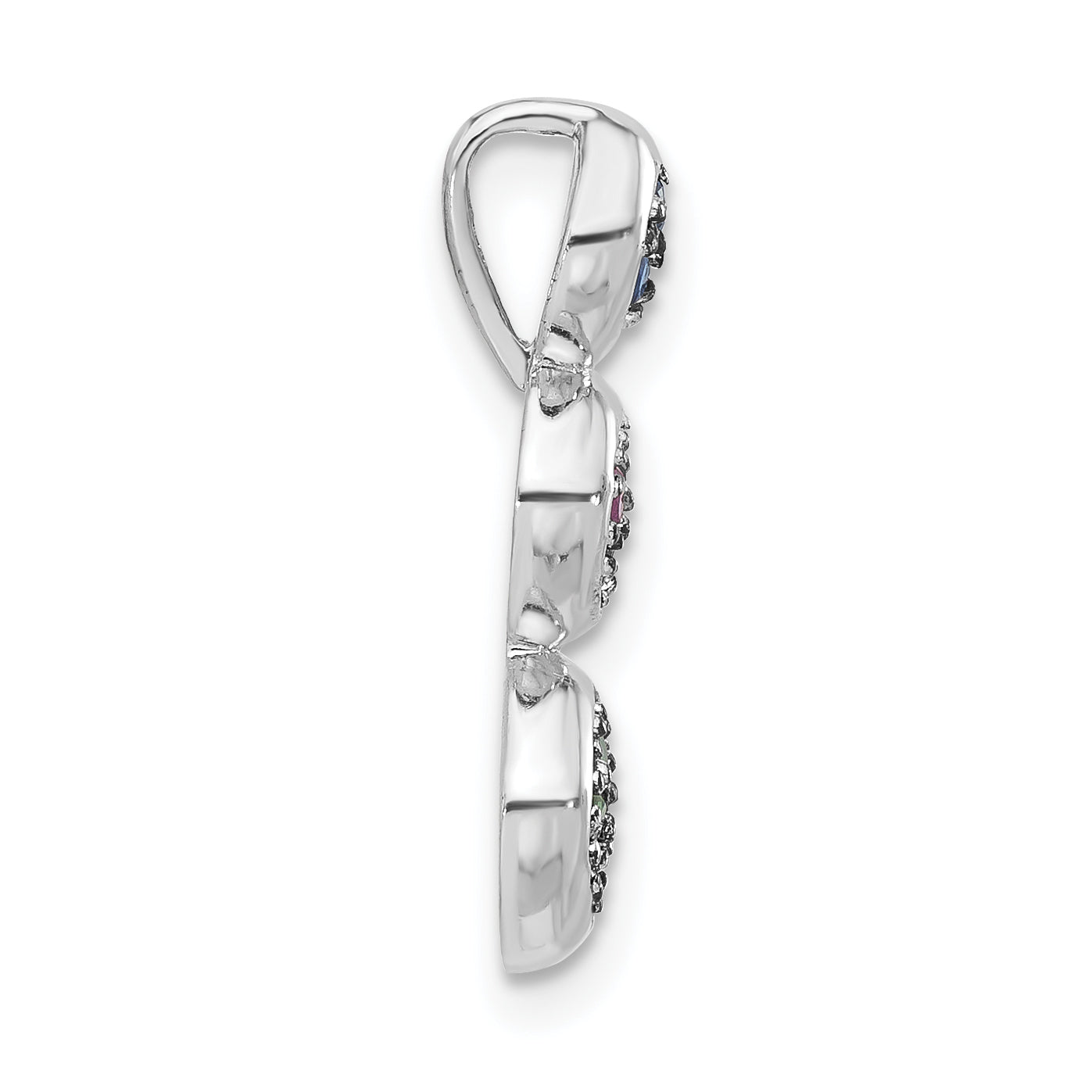 Sterling Silver W/Synthetic Stones Chain Slide