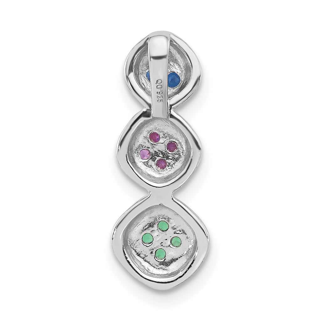 Sterling Silver W/Synthetic Stones Chain Slide