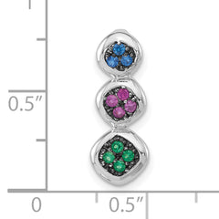 Sterling Silver W/Synthetic Stones Chain Slide