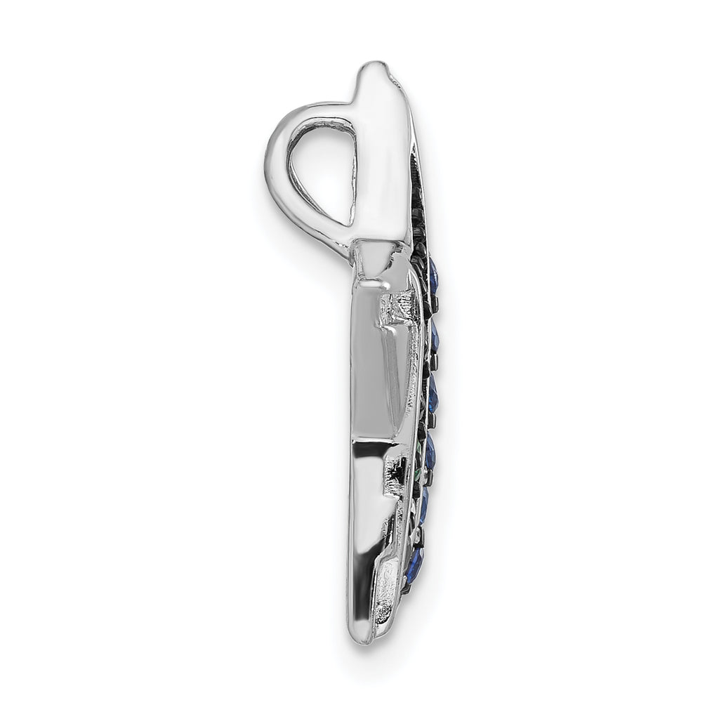 Sterling Silver W/ Synthetic Stones Star Chain Slide