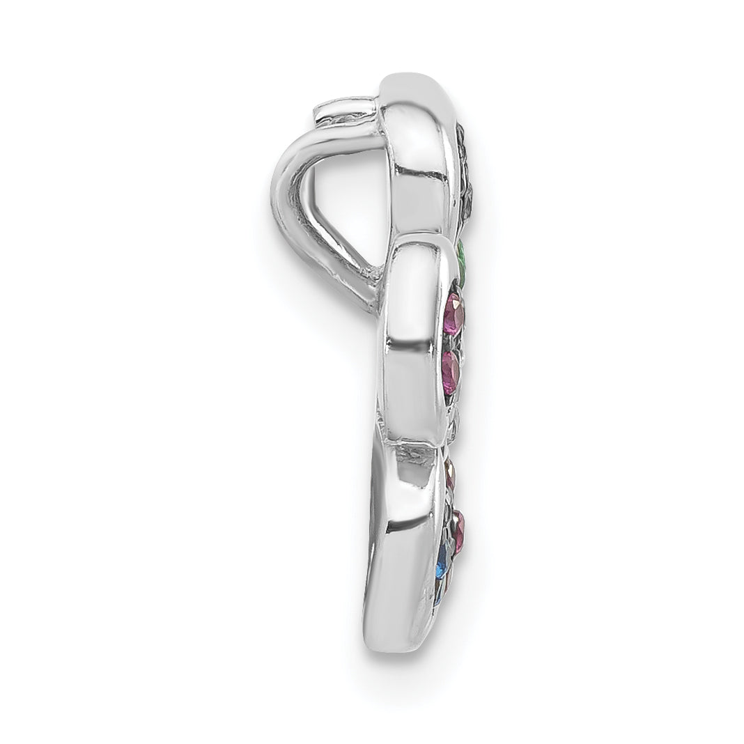 Sterling Silver W/ Synthetic Stones & CZ Flower Pendant Secondary image