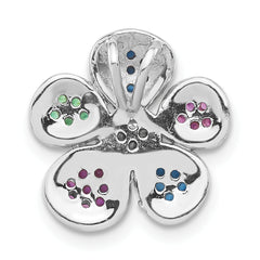 Sterling Silver W/ Synthetic Stones & CZ Flower Pendant