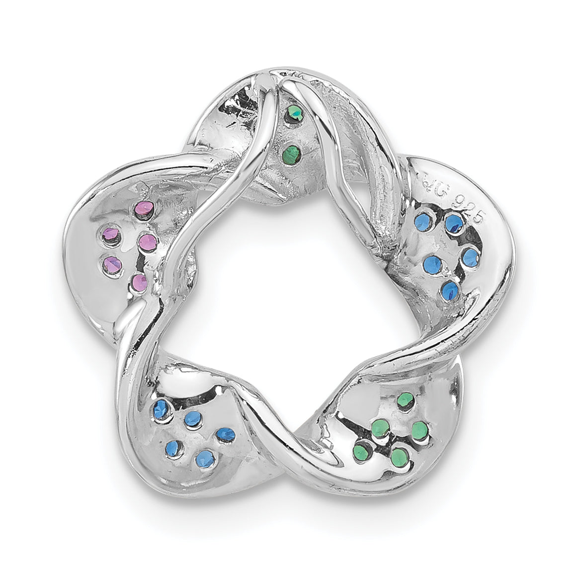 Sterling Silver W/Synthetic Stones Chain Slide