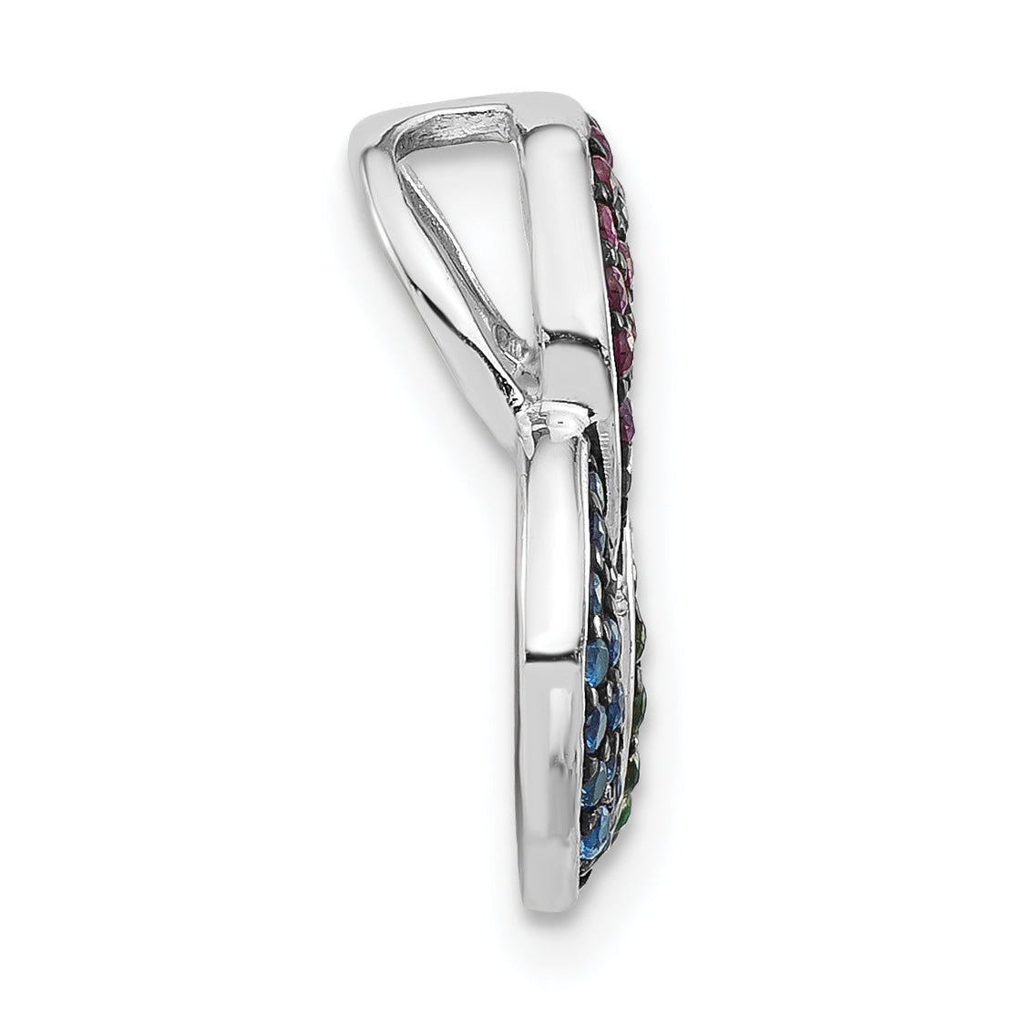 Sterling Silver W/ Synthetic Stones Chain Slide Secondary image