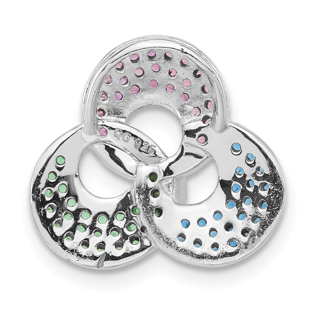 Sterling Silver W/ Synthetic Stones Chain Slide