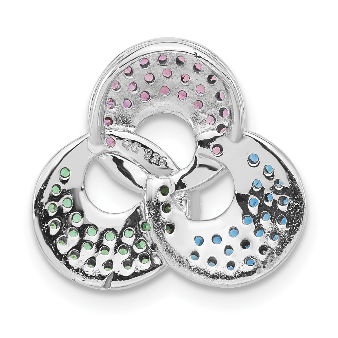 Sterling Silver W/ Synthetic Stones Chain Slide