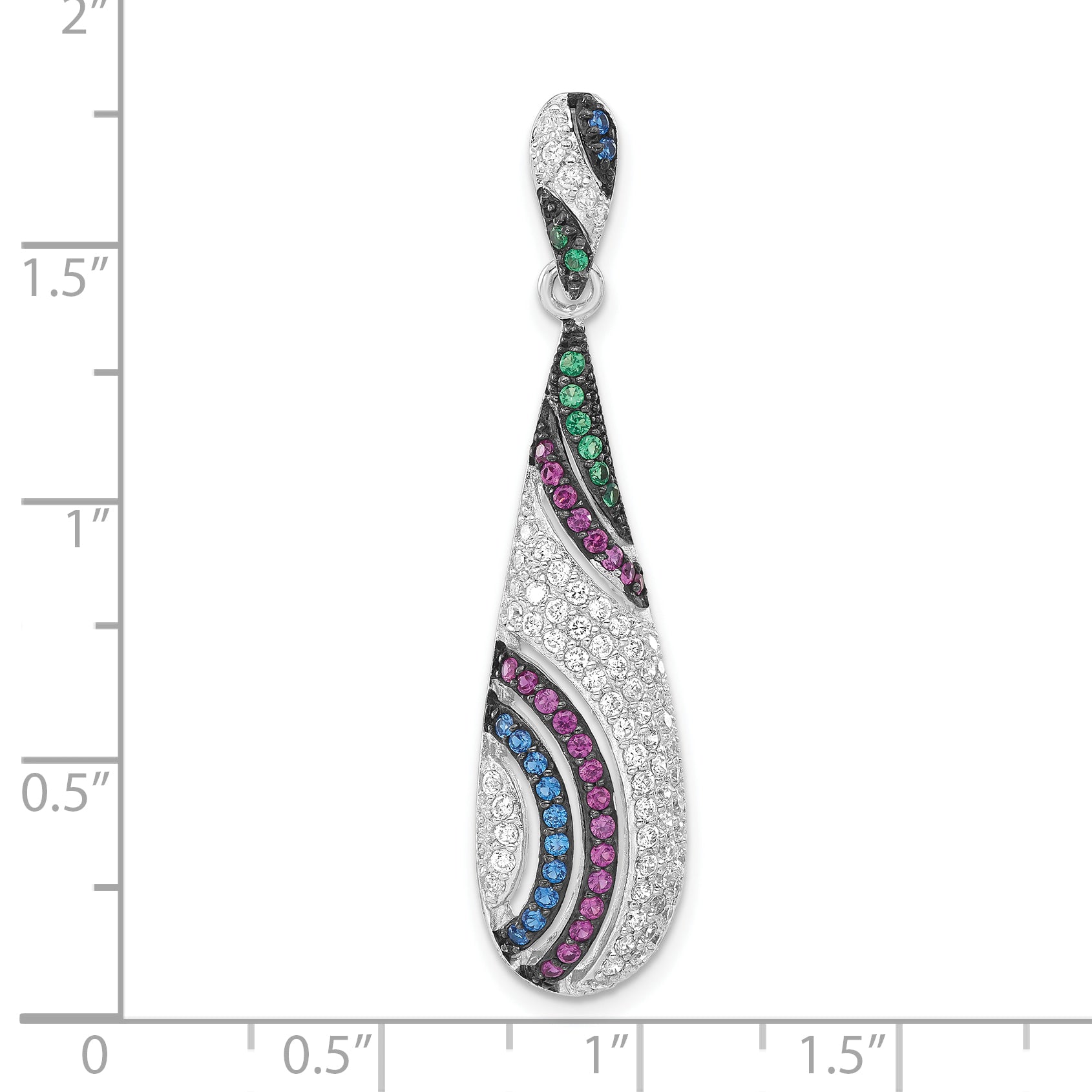 Sterling Silver W/Synthetic Stones & CZ Pendant Secondary image