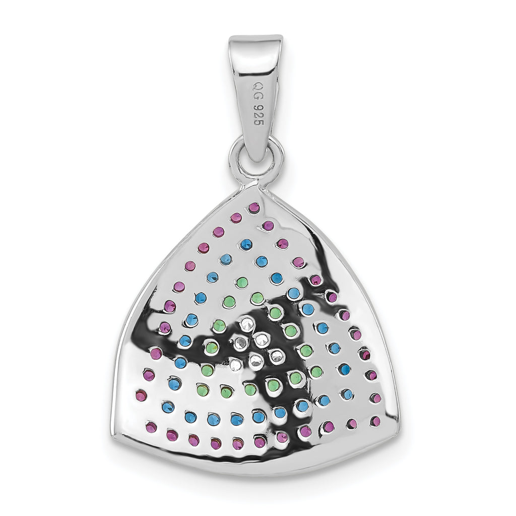 Sterling Silver W/Synthetic Stones & CZ Pendant