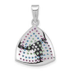 Sterling Silver W/Synthetic Stones & CZ Pendant